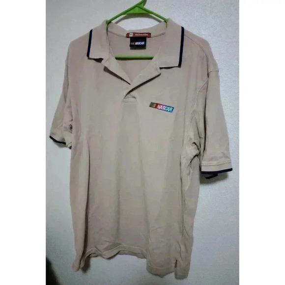 Nascar Harriton‎ Polo Shirt Car Racing Beige Men's Size XL 100% Cotton - Picture 1 of 5